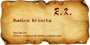 Radics Kriszta névjegykártya